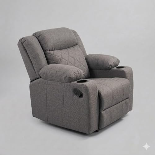 Image of Amazon Brand - Solimo Cosmo | Single Seater Sofa Recliner | Manual Recliner (Velvet Grey) | 1 Year Warranty