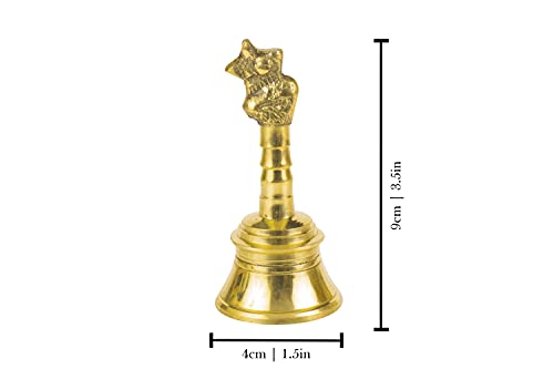 Image of Spillbox Traditional Brass Pooja Bell /Ghanti for Puja /Worship for Temple Home - 3.5 inch inch Nandi