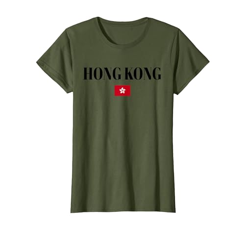 Hong Kong Flag | Men Women Kids | Hong Kong T-Shirt, Women, Olive Green, XX-Large
