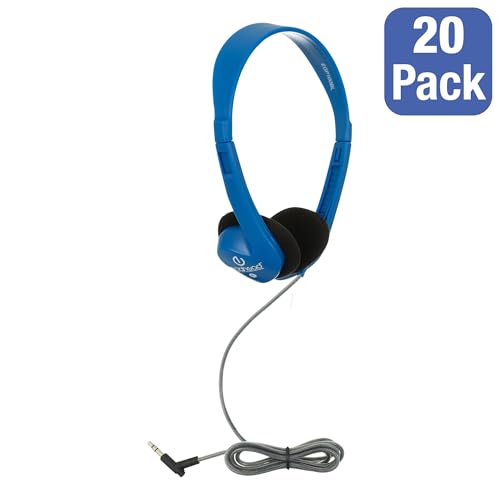 Image of Egghead School Stereo Headphones with Foam Ear Cushions, Adjustable Headband, and Tangle-Free Tri-Shield Cord for Classroom Use and Educational Settings, Pack of 20
