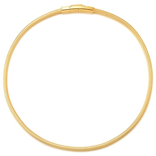 COOLSTEELANDBEYOND Épuré Or Serpent Chaîne Choker Collier pour Femme - Statement Collier - Minimaliste Collier