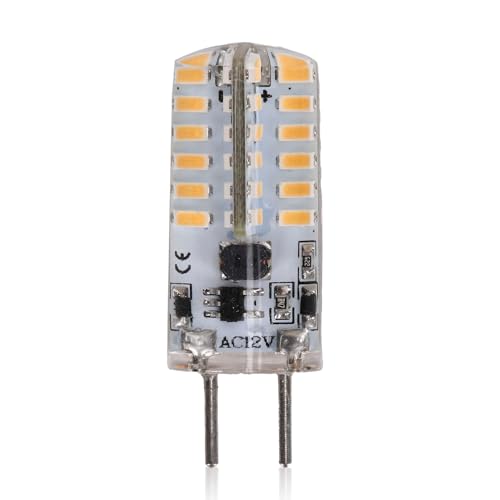 Gsycle Lampadina in Silicone 48 LED, Lampadina bispina GY6.35 da 3 W e 300 lm, AC12 V, per lampadari, plafoniere, lampade da scrivania e Illuminazione da Giardino. (Bianco Caldo)