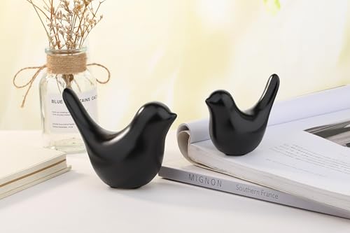 Estatua de Pájaros Pequeños Decoración Negra miniatura 1