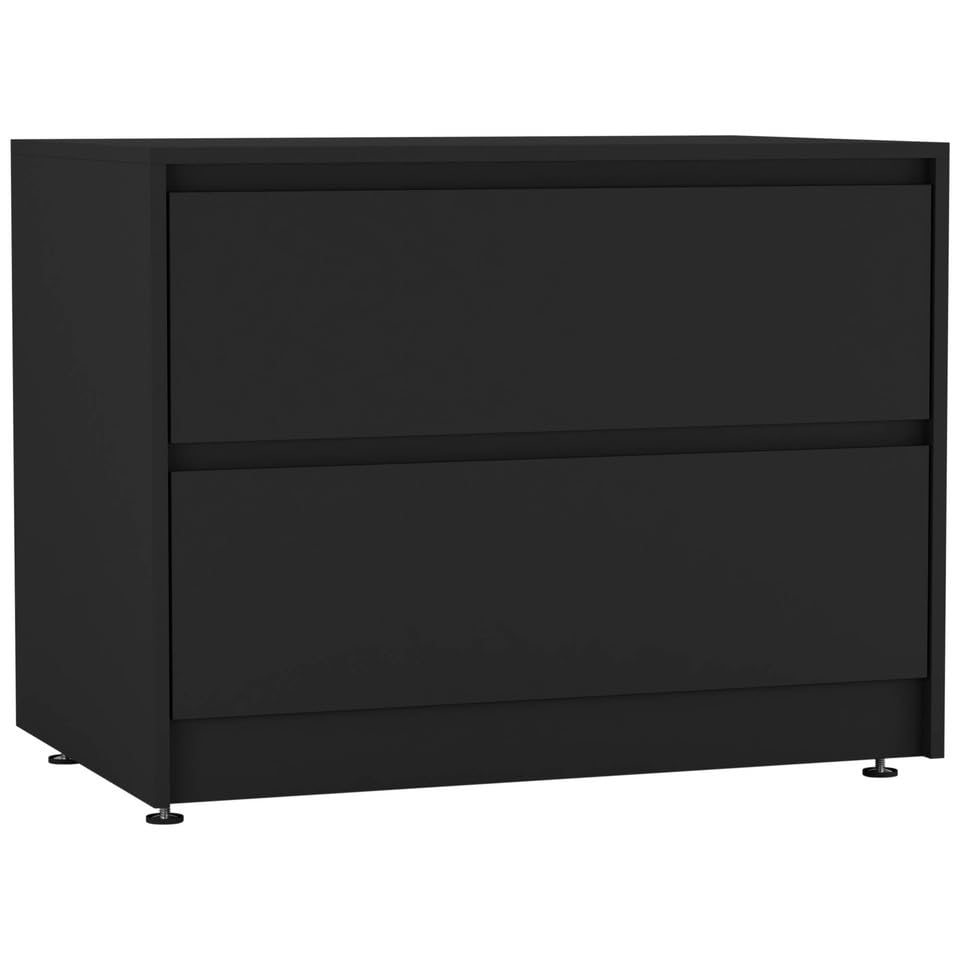 URBNLIVING 2 Drawer Chest Cabinet with Adjustable Feet, Modern Engineered Wood Dresser Unit with Smooth Glide Drawers, Compact Sideboard for Bedroom, Living Room, or Hallway Storage