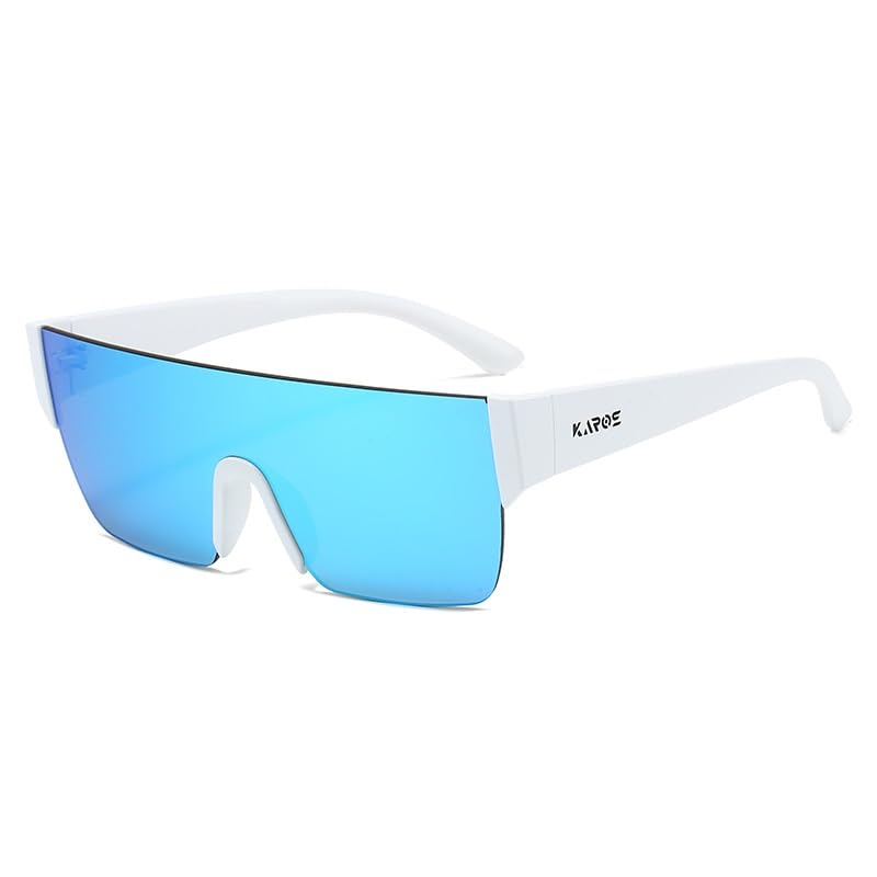 Genérico Gafas de Sol Deportivas polarizadas con protección UV400 | Gafas de Ciclismo Resistentes al Viento con Lentes antirayaduras y cómodas Almohadillas nasales de Goma(Blue White)