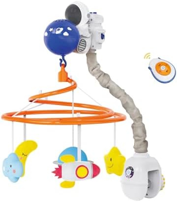 thumbnail image 2 of Buy TUAA Baby Crib Obile,3 In 1 Crib Toys With Reote Control,Projection Night Light, Usic 2 of 12