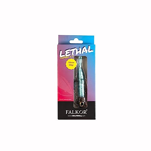 FALKOR Lethal Combo +1. Señuelo Blando de Vinilo para Pesca Desde embarcación (100gr, Azul)