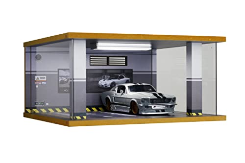 Lego Cars Speed Champions Display Case with Acrylic Cover and LED Lighting for 1/24 Scale Diecast Cars, 2 Parking Space Diorama