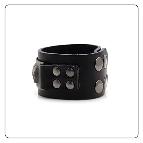 Hip Hop Alloy Skull Wristband Leather Cuff Bracelet,7.0-8.0inches4