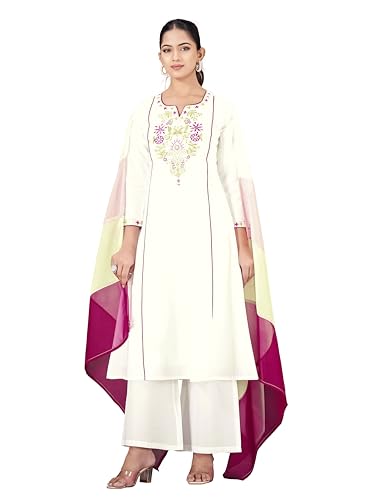Ensemble kurta pour femme coton brodé cachemire avec voile Dupatta