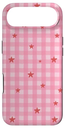 Pink Gingham Pattern with Stars Cute Preppy Design �X�}�z�P�[�X iPhone Air �p