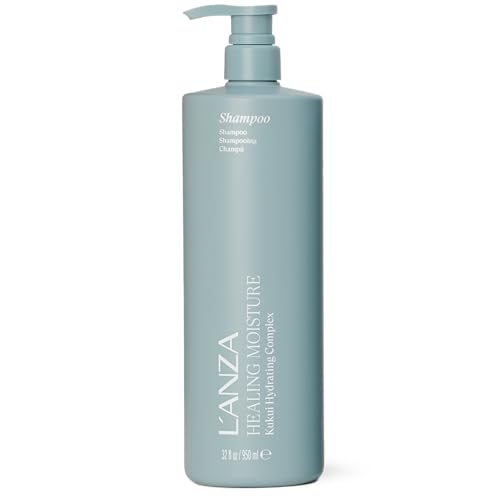 LANZA Healing Moisture Shampoo Hydrates & Heals Damaged Hair Deep Hydration Softens Anti-Frizz Restores Elasticity Color Safe Anti-Humidity Daily Wash Strengthening Sulfate Free (33.8 Fl Oz)