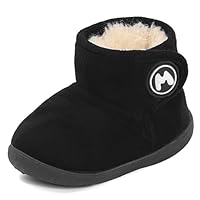 LACOFIA Baby Boys Girls Winter Warm Boots Toddler Snow Booties Kids Winter Shoes with Non-Slip Rubber Sole Black 5.5