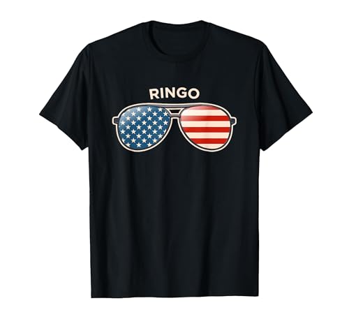 Ringo, WA Vintage US Flag Sunglasses T-Shirt, Men, Black, Medium
