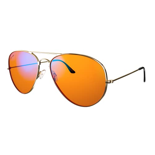 Swanwick Aviator Swannies - Premium Blue Light Blocking Glasses - Regular - Blue Light Blocking from Gaming PC, Laptop and Smartphone Screen - Sleep Support (Aviator - Night Use, Regular)