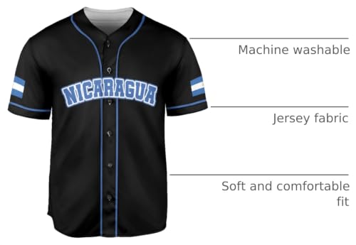 Personalized Nicaragua Baseball Jersey, Custom Nicaragua Baseball Jersey for Men & Women, Nicaraguan Camisas Shirt miniatura 4
