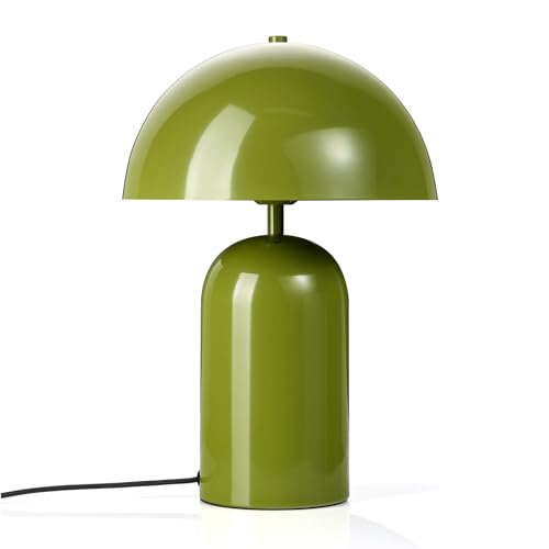 draadwerk Tischlampe Pilz | Moderne Lampe aus pulverbeschichtetem Metall | Retro Schreibtischleuchte aus Metall | Vintage Lampe mit Kuppelschirm | E27 | Emilia (Grün)