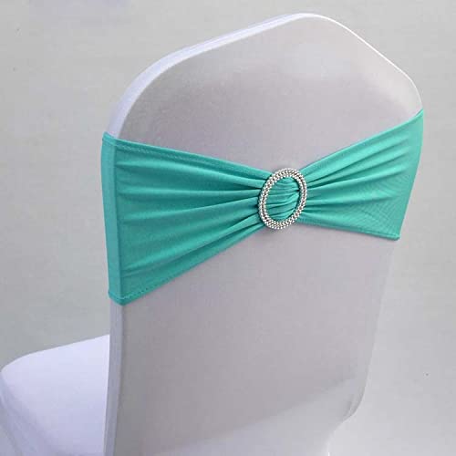 10 pz/50 pz Spandex Sedia da Sposa Bow Sash con Fibbia Rotonda per Il Partito Evento Hotel Sedia Decorazione Stretch Sedia Fascia Cravatta