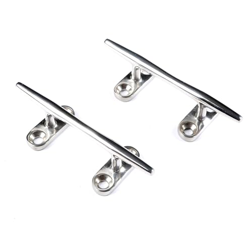 Mxeol Boat Open Base Cleats,4 Inch Marine 316 Stainless Steel Dock Cleats for Boat,Kayaks, Nautical Décor(Pair)