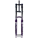 horquilla descenso zoom Horquilla de suspensión neumática: Horquilla de suspensión neumática para bicicleta de montaña de 26/27,5/29 pulgadas. Resistente a golpes y duradera. Fabricada en aleación de aluminio y magnesio de alta calidad, es resistente y duradera. Ofrece un control estable de la bicicleta y te protege durante tus salidas de ciclismo.