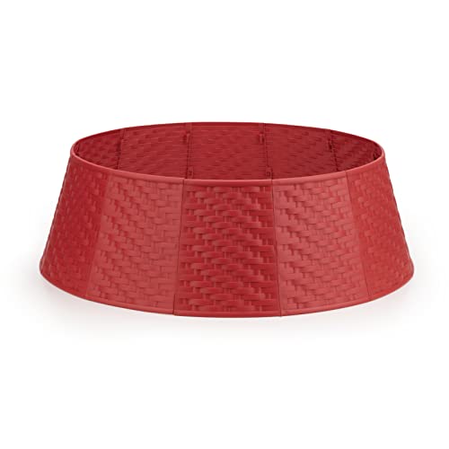Tree Nest Christmas Tree Collar Round Christmas Tree Skirt Ring Base Stand Durable Plastic Cover Christmas Decorations For Xmas Tree 28" D Simple(Red,Large) #TOP2