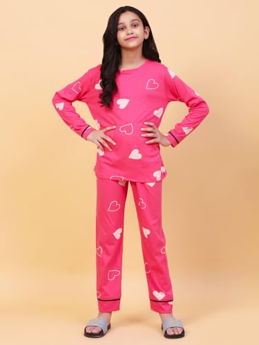 Image of Ninos Dreams Cotton Girls Full Sleeves Coord Set ! Night Suit for Girls ! Tshirt with Jogger Set