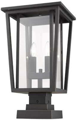 Z-Lite 571PHBS-SQPM-ORB 2 Light Outdoor Pier Mounted Fixture, Oil Rubbed Bronze