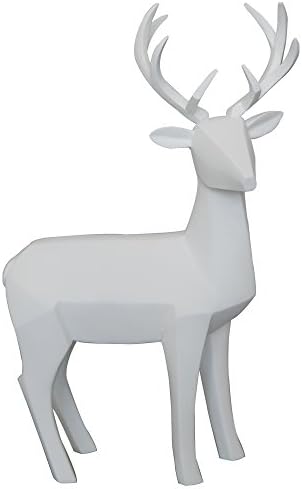 Comfy Hour 16" Deer Tabletop Decorative Figurine, 3D Paper Folding Effect Finish, White