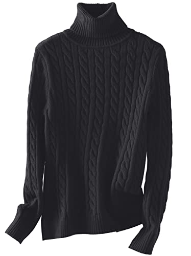 Image of SANGTREE Women's Cable Knit Sweater Long Sleeve Turtleneck Tops | Breathable and Warm Fabric Adapts to Climate Change,Making It Ideal for Autumn,Winter and Transitional Spring Days.