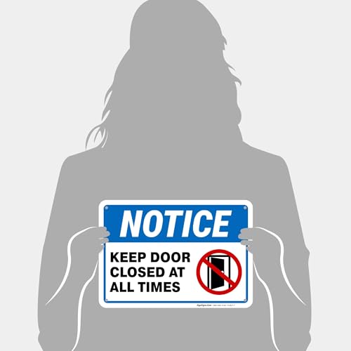 Keep Door Closed Sign, 10x7 Inches, Rust Free .040 Aluminum, Fade Resistant, Made in USA