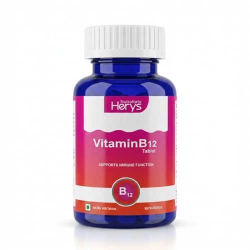 Image of Herys Nutrafort Vitamin B12 Supplements | Methylcobalamin 1500mcg Tablets | Best B12 Supplement for Men & Women | Supports Energy & Brain Health | 60 Tablets