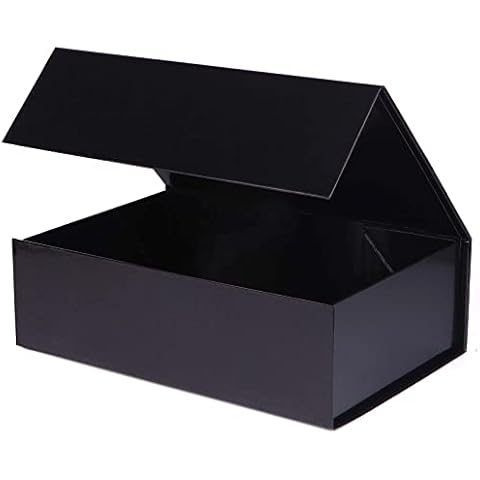 DONGLI Large Magnetic Black Gift Box,33 x 24.5 x 10 cm,Magnetic Gift Boxes with Lid for Presents,Reusable Folding Present Box for Gift Wrapping,Birthday,Wedding,Christmas,Valentines Day Cover
