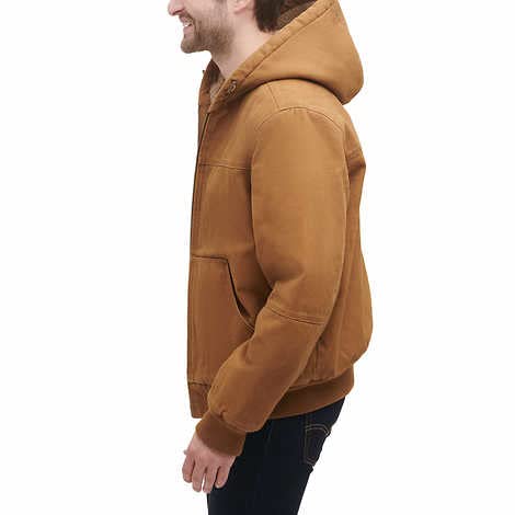 GH Bass Men's Heavy Cotton Canvas Hoody Bomber with Sherpa Lined Body and Hood3