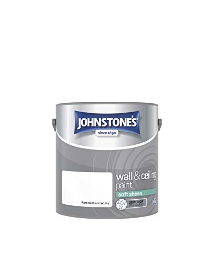 Johnstones - Wall & Ceiling Paint - Brilliant White - Soft Sheen Finish - Emulsion Paint - Fantastic Coverage - Easy to Apply - Dry in 1-2 Hours - 12m2 Coverage per Litre - 2.5L