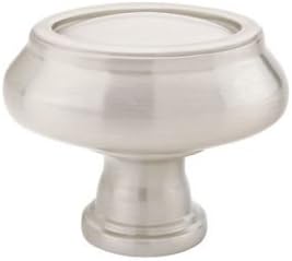 Emtek 86304 Geometric 1-1/4 Inch Long Oval Cabinet Knob from the American Design, Satin Nickel