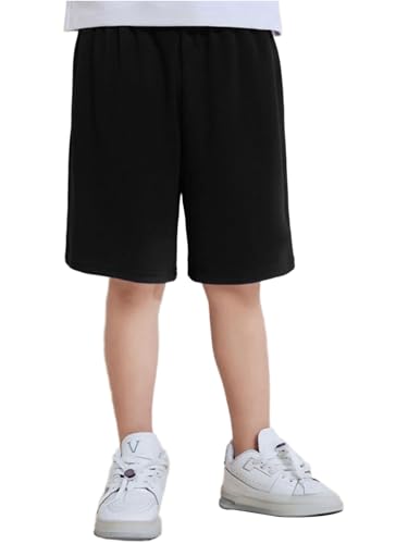 Jhaoyu Kids Boys Multi-Sport Shorts Elastic Waist Solid Color Classroom to Track Running Essential Growth Spurts Ready