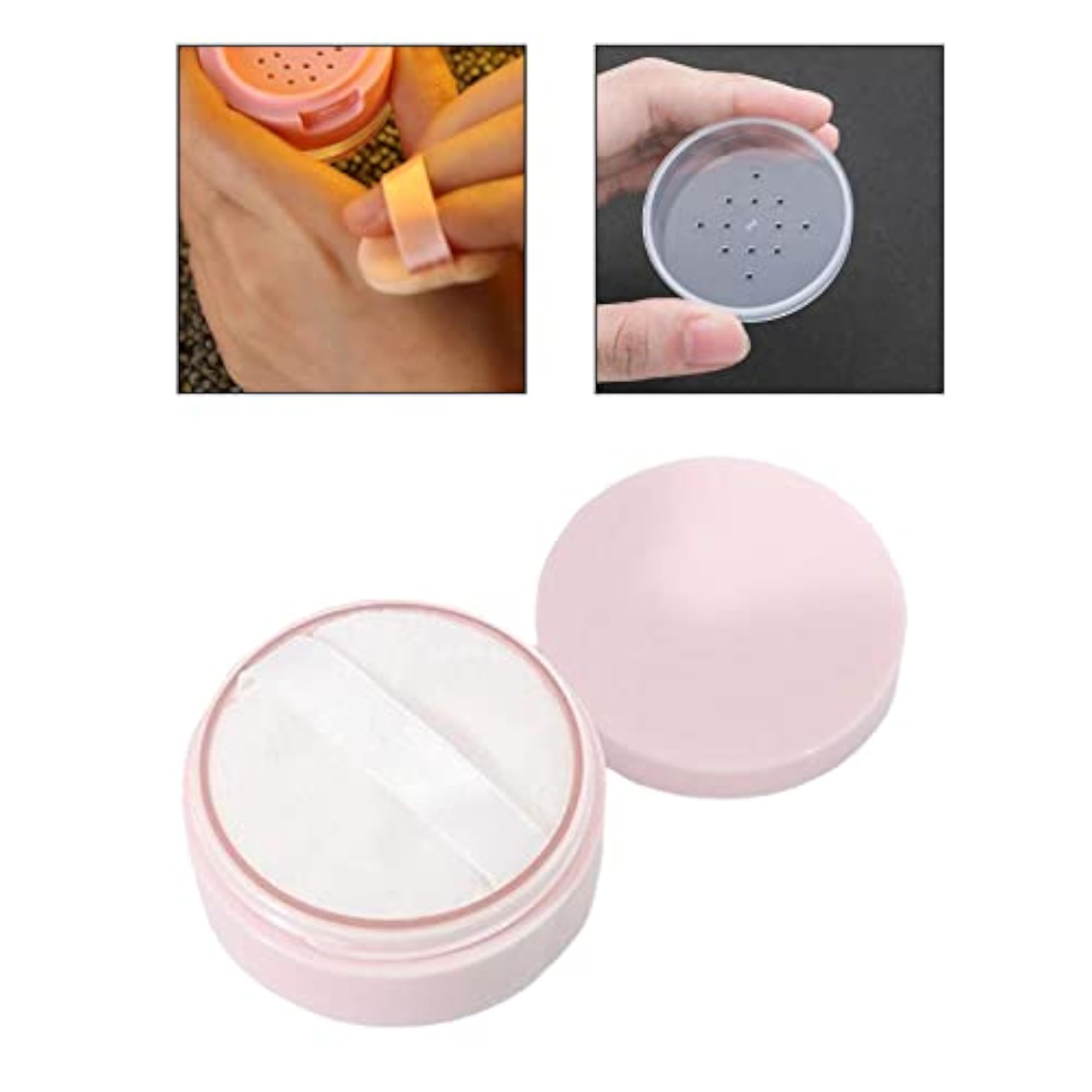 Empty Loose Powder Containers with Puff, Pink