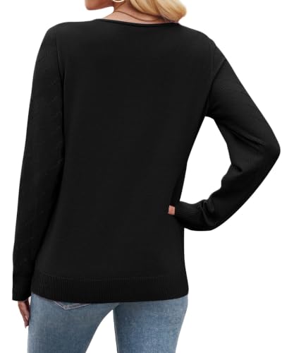 Image of WIHOLL Sweaters for Women V Neck Casual Knit Long Sleeve Tops Lightweight Pullover Clothes Fall Fashion Outfits 2026