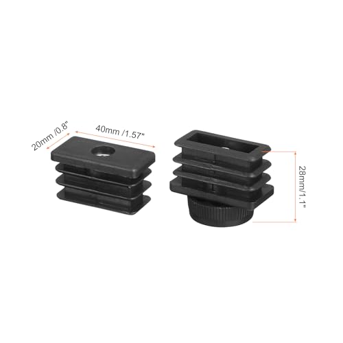 Image of uxcell 4 Set Leveling Feet, 20x40mm Plastic Adjustable Furniture Leg Leveling Rectangle Tube Insert Screw-in Glide Levelers Fit Hole 20mm for Table Chair Furniture, Black