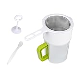 ROMISBABA Filtro de Malla para Jugos y Bebidas Vegetales Taza Reutilizable Filtro Fino Mallas y Cuchara Resistente Altas Temperaturas Incluye Cepillo de Limpieza