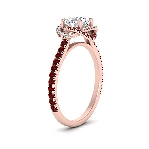 Image of 55Carat Choose Your Gemstone Flower Diamond CZ Ring rose gold plated Round Shape Halo Engagement Rings Ornaments Surprise for Wife Symbol of Love Clarity Comfortable US Size 4 to 12