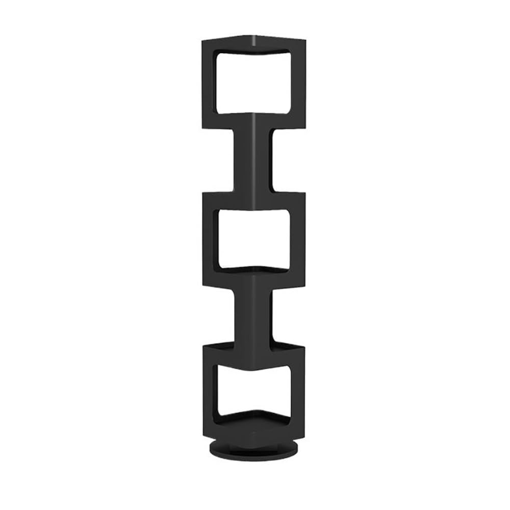Huangj-0527 Bookcase Storage Shelves Living Room Rotating Bookshelf, Floor Standing Corner Simple Bedroom TV, Small Bookshelf Storage Rack Book Shelves(Black)