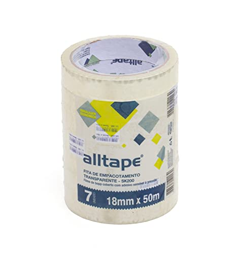 Kit 7 Fitas de Embalagem Alltape 18mm x 50m Transparente SK200