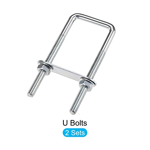 Image of METALLIXITY U Bolts 2 Sets (M8x40x120mm), Square U Bolt Carbon Steel with Accessories - for Construction, Pipe