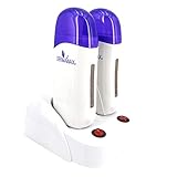 Double Wachswärmer mit Station für 100 ml. Roll- on Warmwachs Wachspatronen zur Haarentfernung Enthaarung Waxing- Weiß- blau