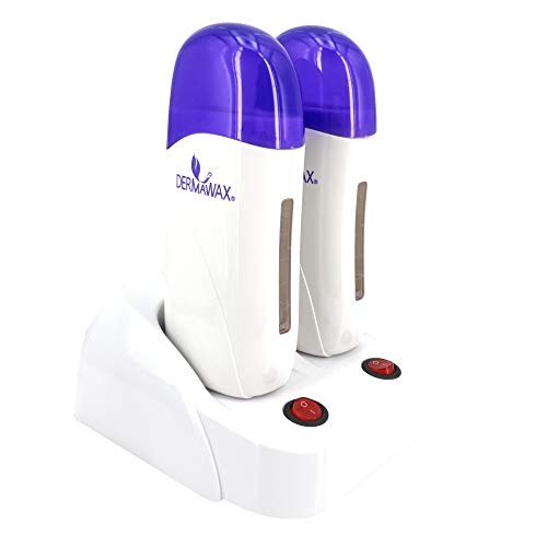 Double Wachswärmer mit Station für 100 ml. Roll- on Warmwachs Wachspatronen zur Haarentfernung Enthaarung Waxing- Weiß- blau Cover