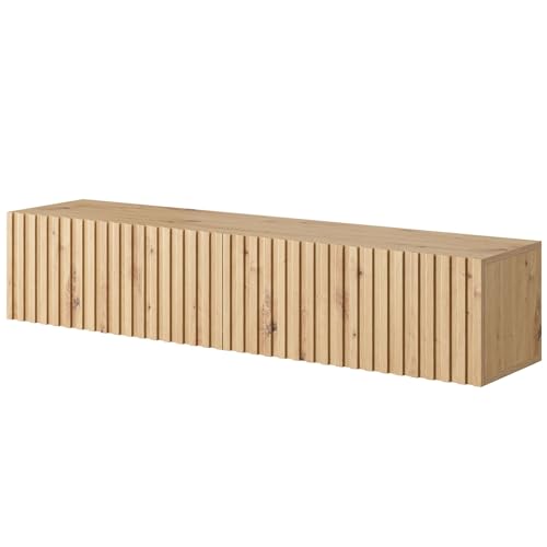 Selsey TELIRE - Meuble TV 140 cm en chêne Artisan avec façade fraisée