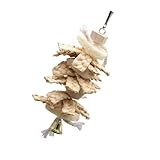 HEMOTON Papageien Kauspielzeug aus Naturstroh mit Glocke Beiger Vogelkäfig Anhänger Kletter Kau Wellensittiche und Gartenvögel Sichere Therapieschaukel für Papageien