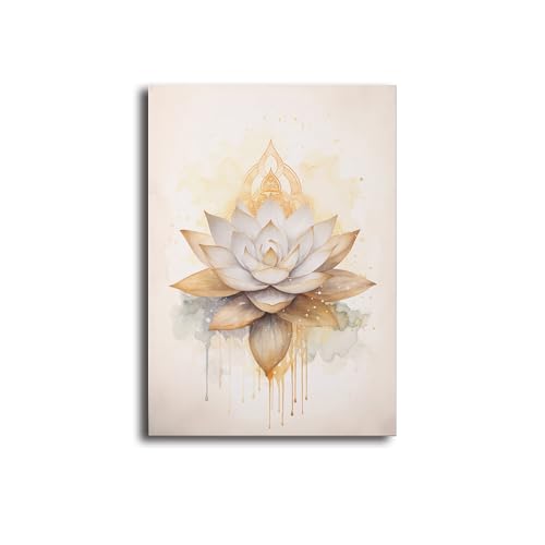 BeiYiHo Cuadro Zen Salon Laminas Decorativas Pared Budas Árbol de la Vida Yin Yang Flor de Loto Decoracion Salon Dormitorios Pasillo Baño Poster Beige Lienzo