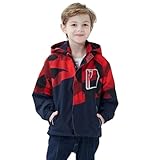 MGEOY Boys Rain Jacket Lightweight Waterproof Hooded Fleece Lined Raincoat Windbreakers for Kids Red 7/8